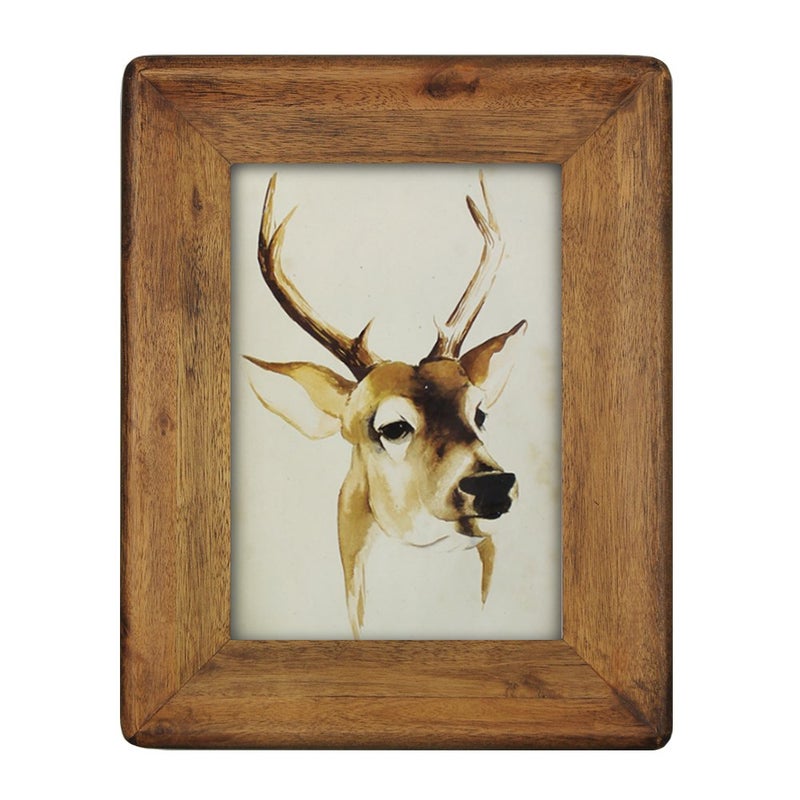 icheesday Picture Frame 5x7 Inch,Rustic Wood Photo Frames with Real Glass,Wall Hanging and Tabletop Standing,Vertical or Horizontal Display (Brown) - Image 1